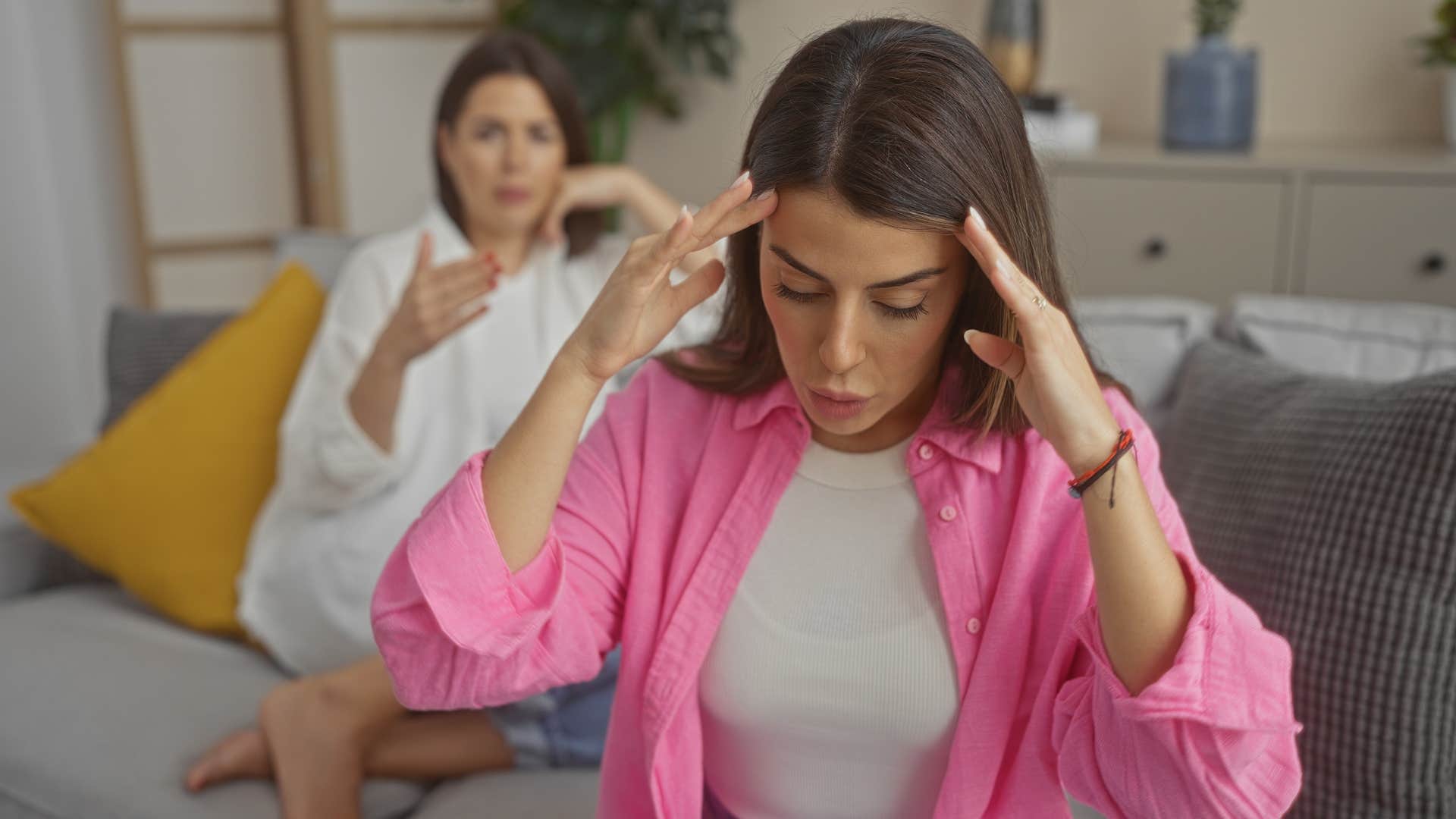 loser woman turned away from friend unable to have a vulnerable conversation