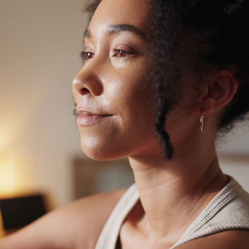 pensive woman seeking meaning reflecting on life and memories