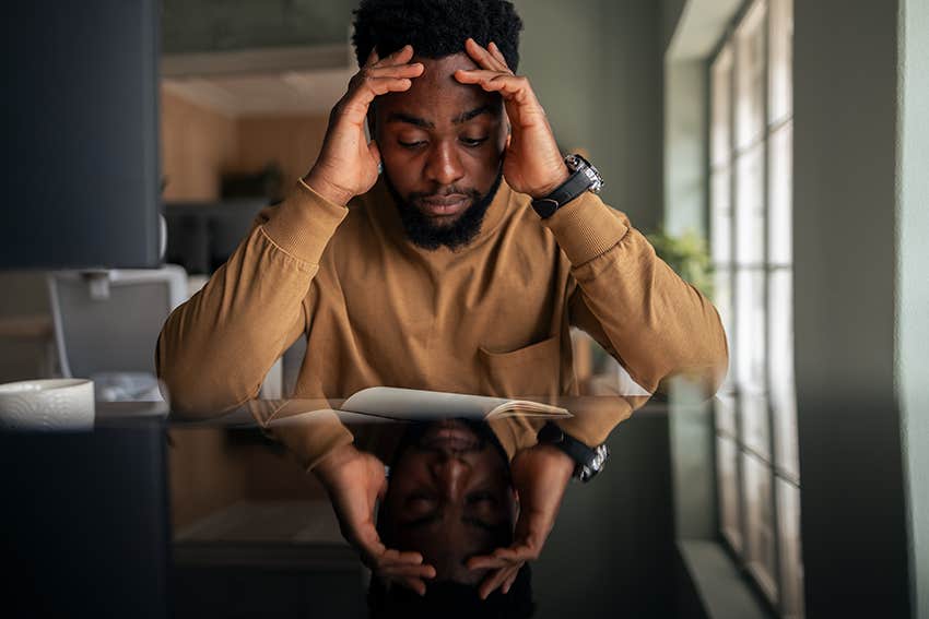 intuitive man is paying attention to fleeting thoughts and feelings when life feels really uncertain