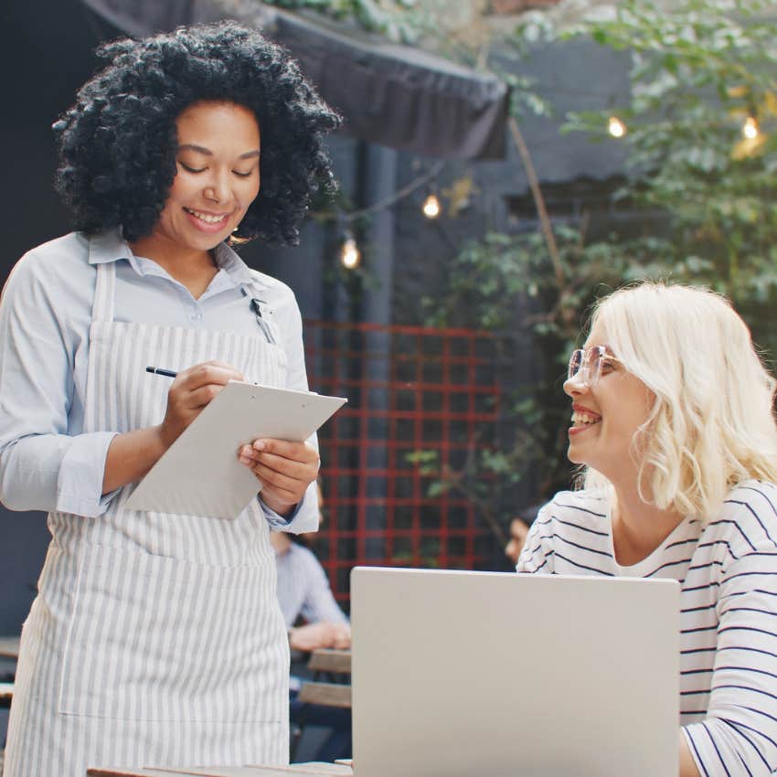 customer treating server with respect while taking order