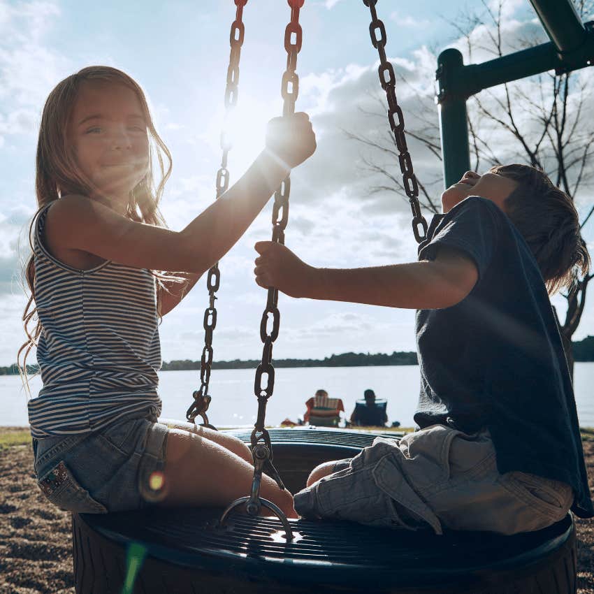kids playing outside all day on a playground