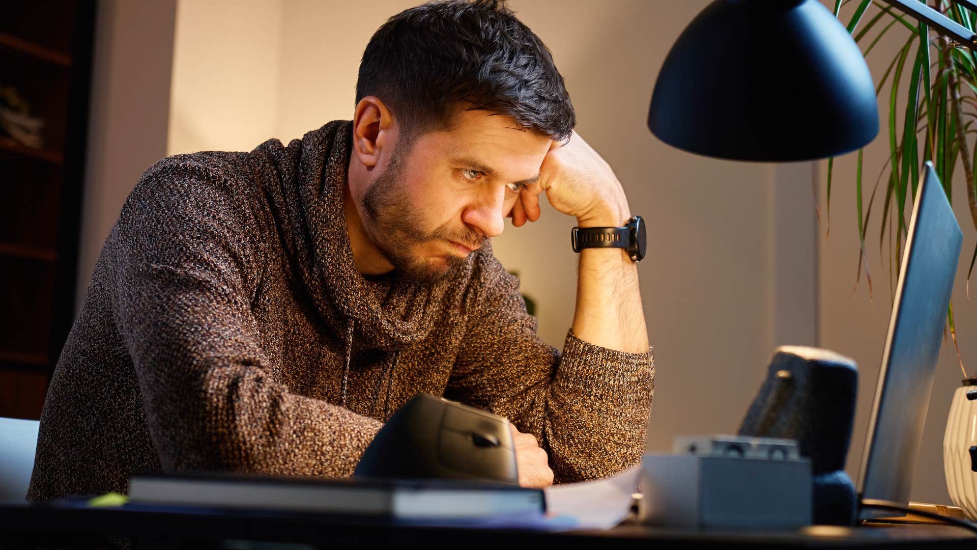 stressed man making his job his entire life
