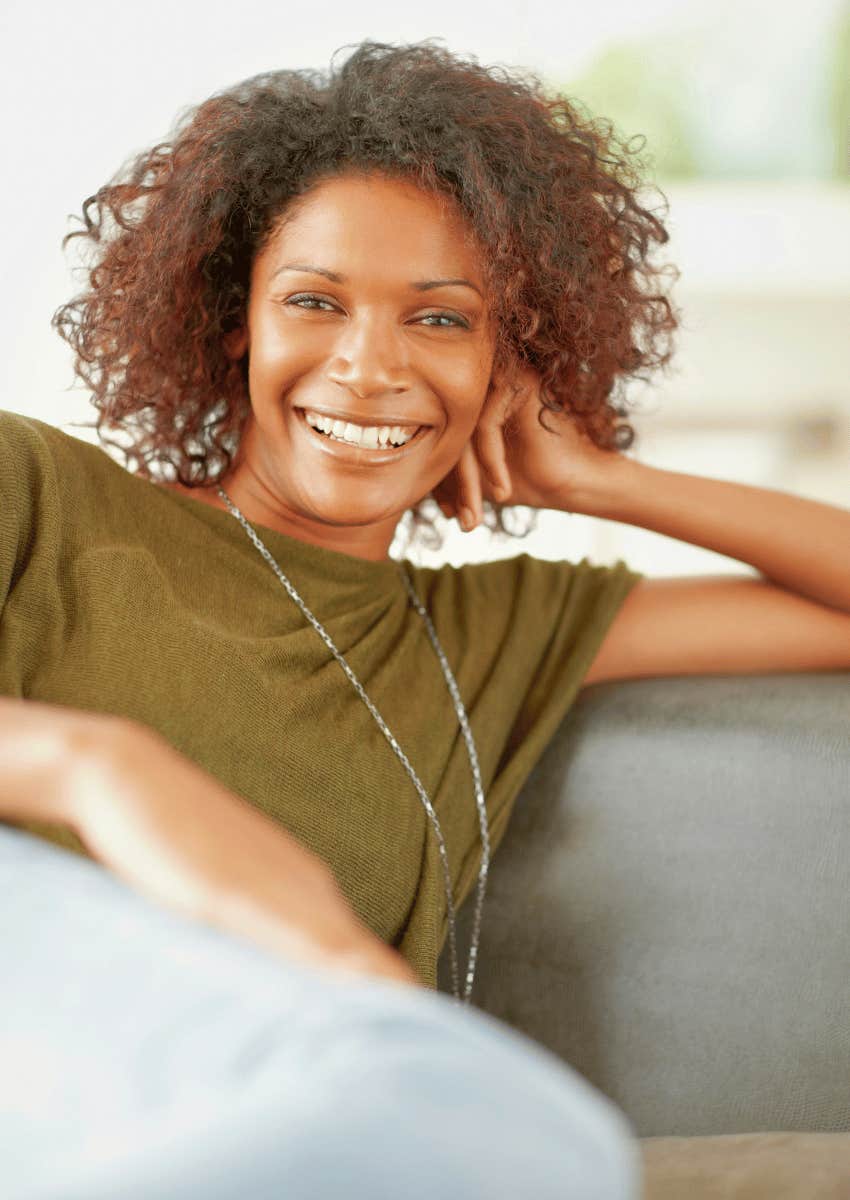 smiling drama free woman rare quality