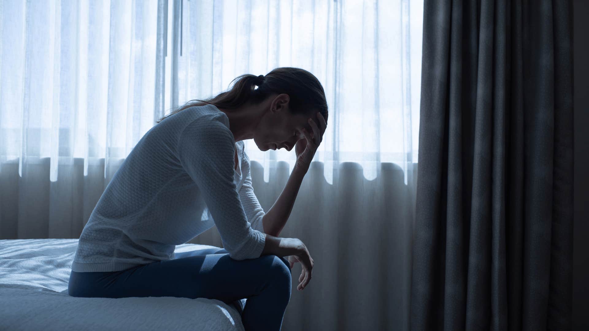 nervous woman saying I don't know what's wrong with me today