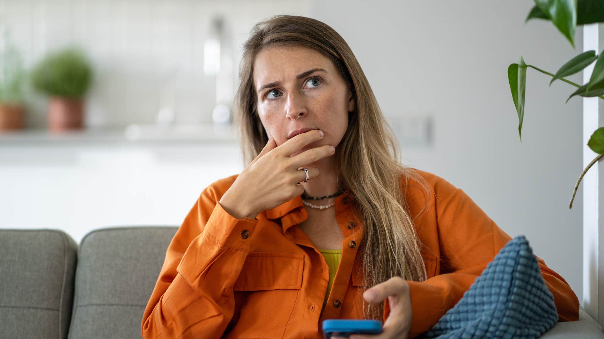 highly intelligent woman thinking it's best if I stay quiet now