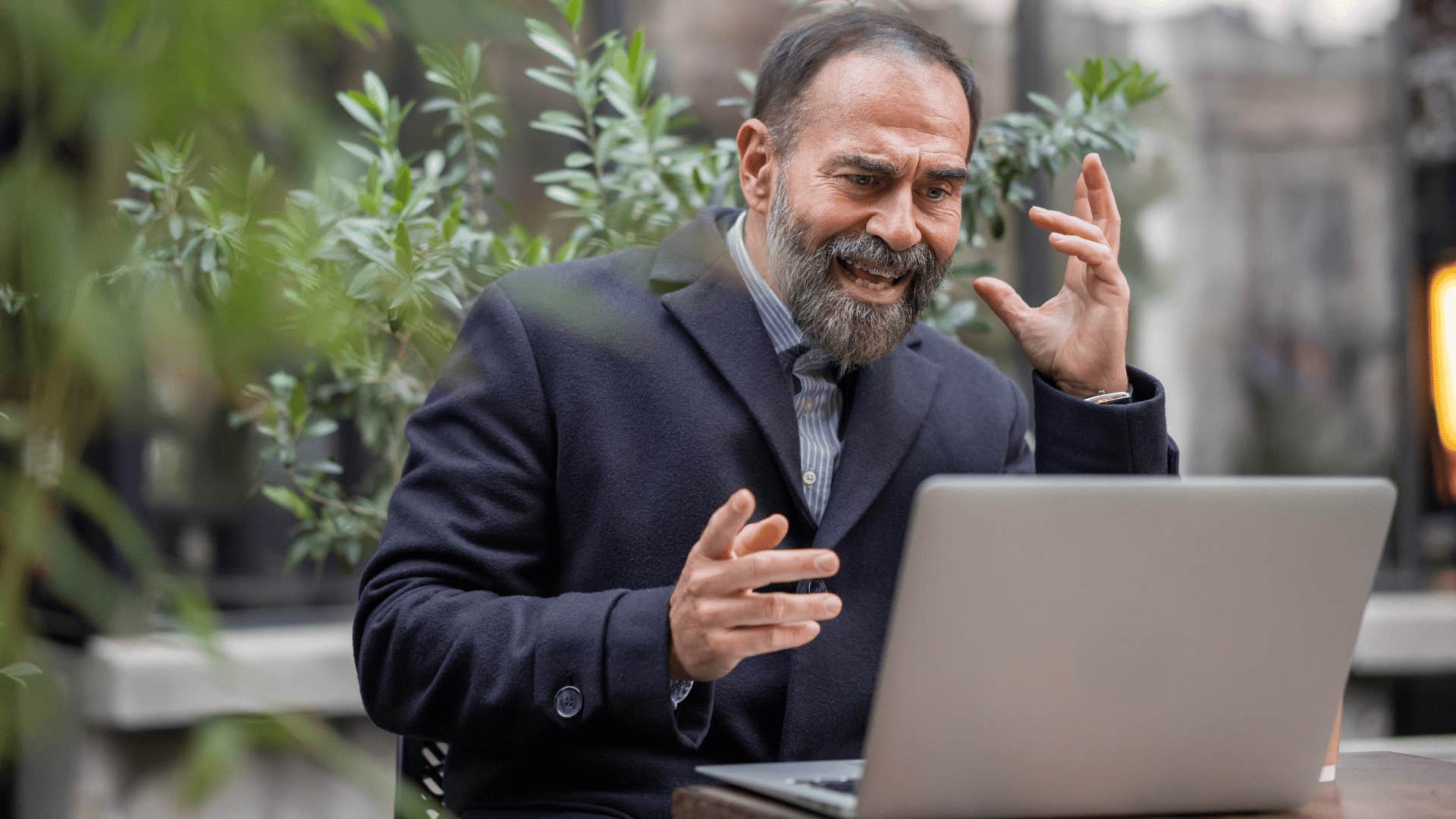 fake intellectual man on the phone talking but not saying anything of substance