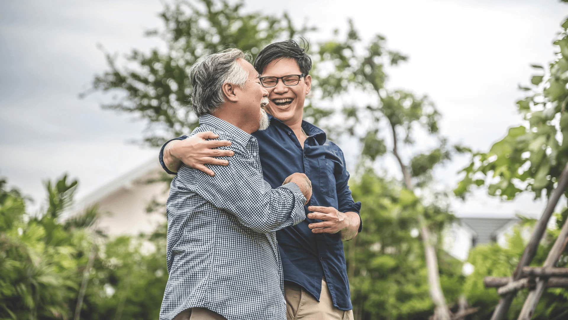 father teaching his adult son that having a steady job equals financial security