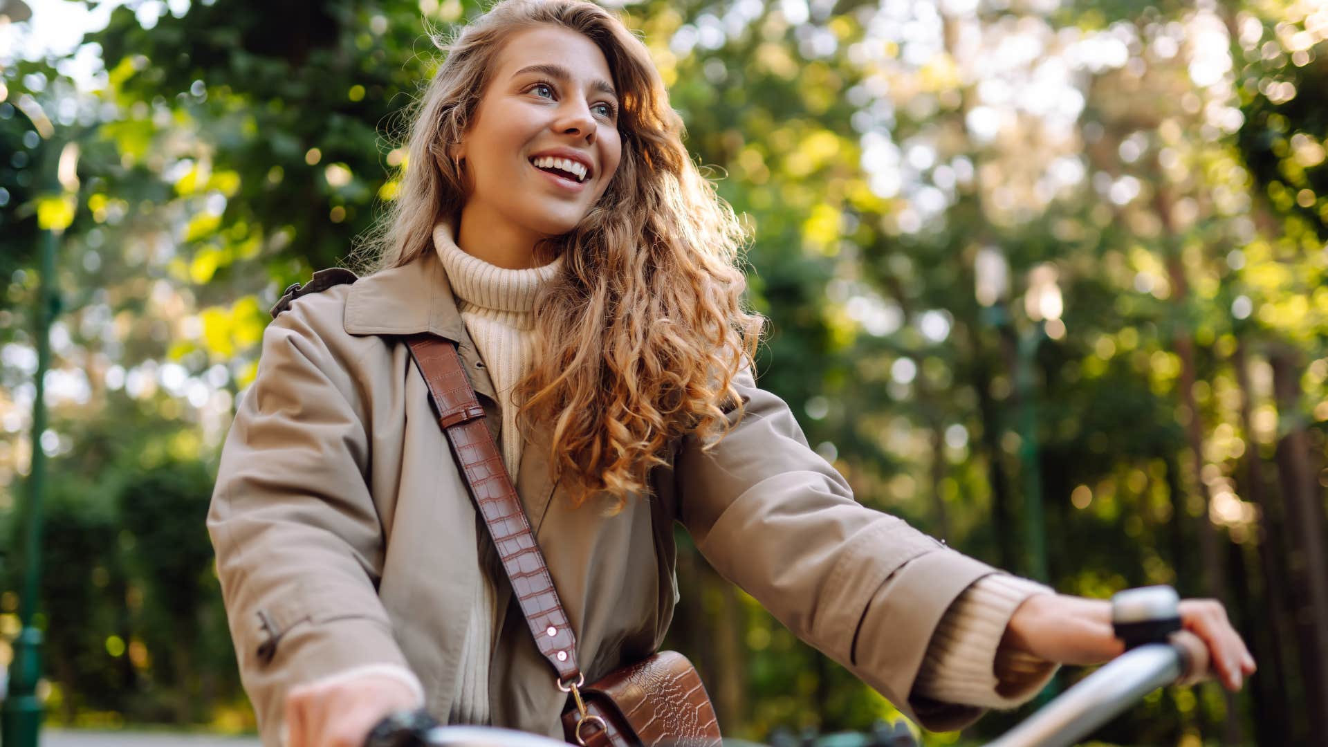 woman riding a bike creating a routine that supports her