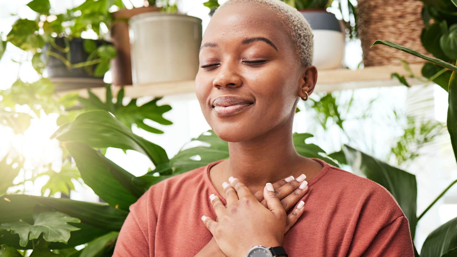 woman meditating in the morning controlling her energy