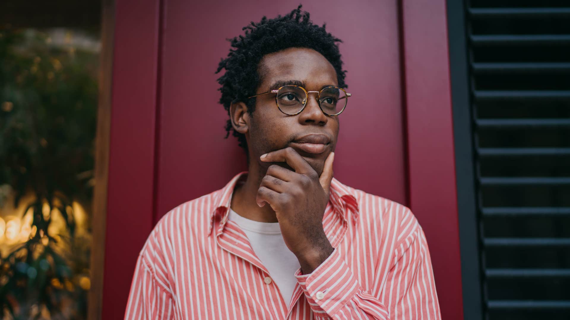 man with high self-awareness deep in thought 