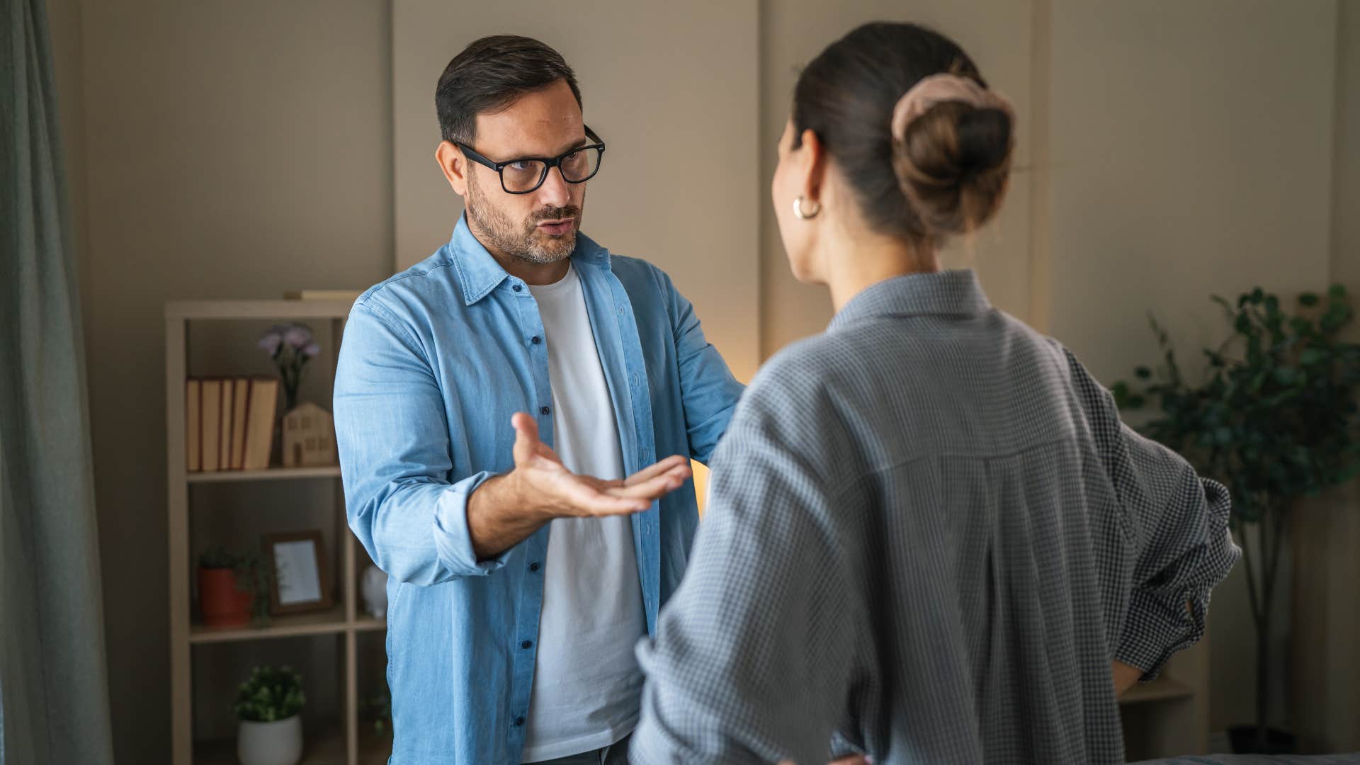man who thinks ahead taking his time to respond to wife
