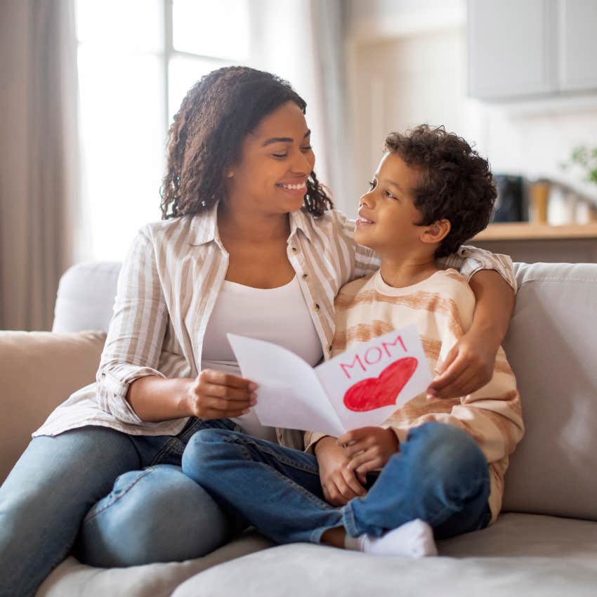 mom getting card for mother's day has no time for leisure