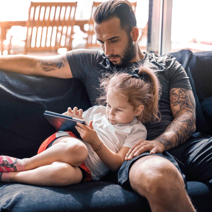 heavily tattooed dad with his daughter after cps showed up at house