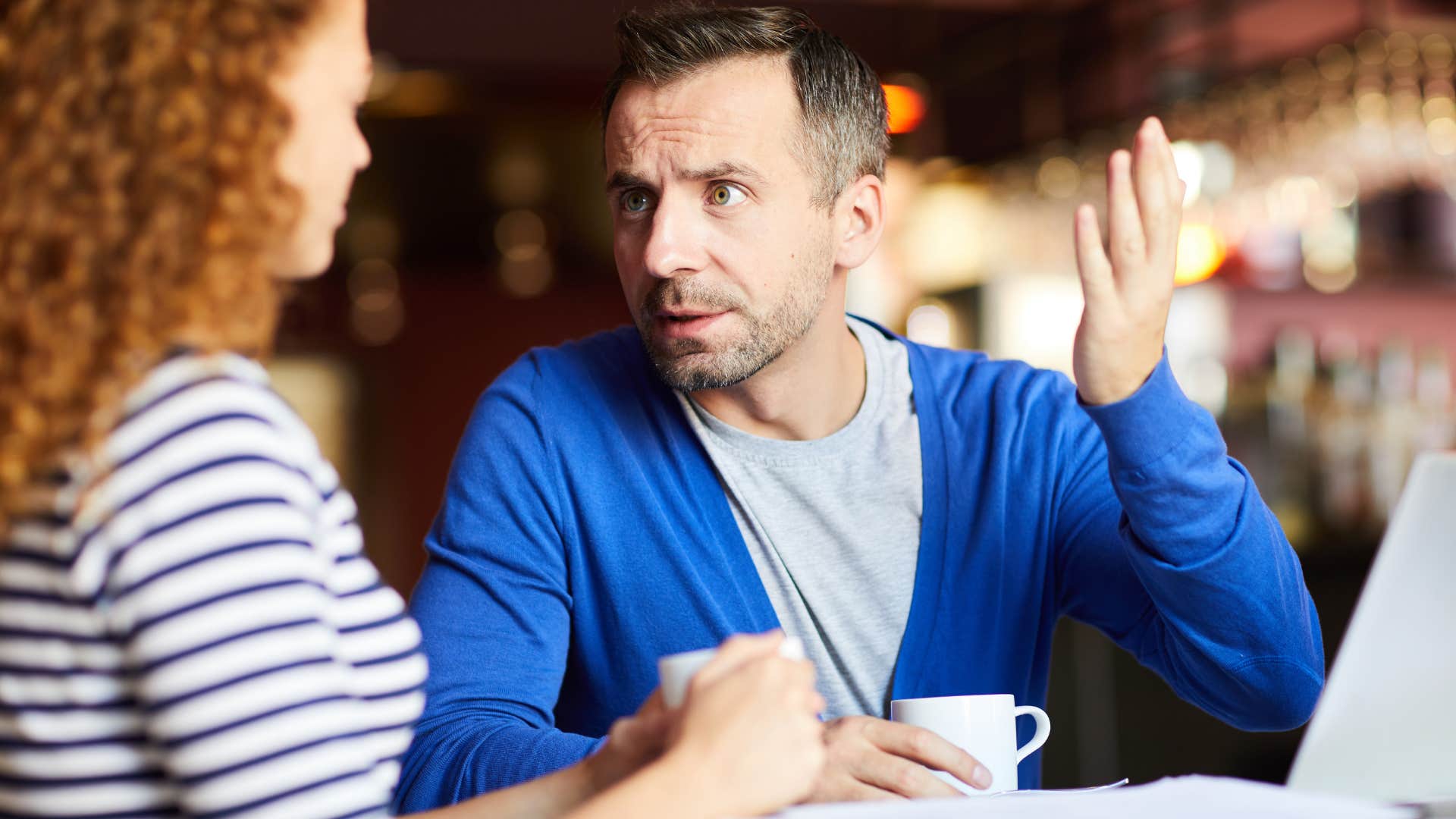 good man telling the truth to woman he just met