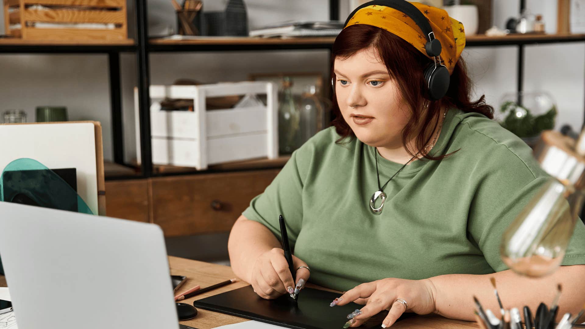 Woman considering opportunities to think outside the box at work.