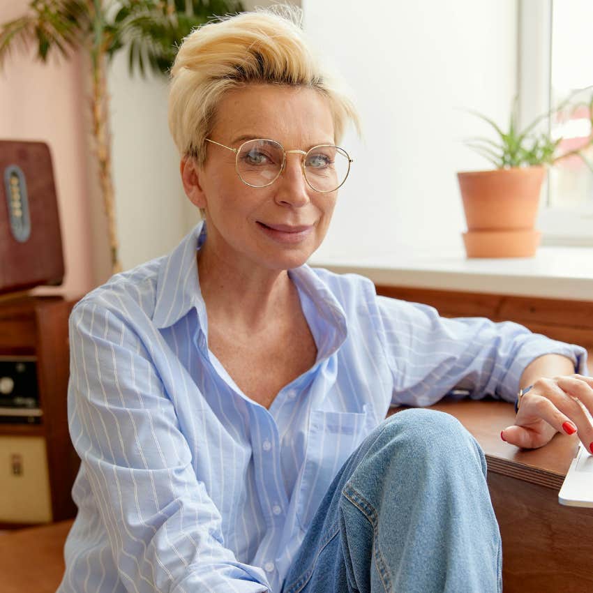 woman smiling because her name gives away her age