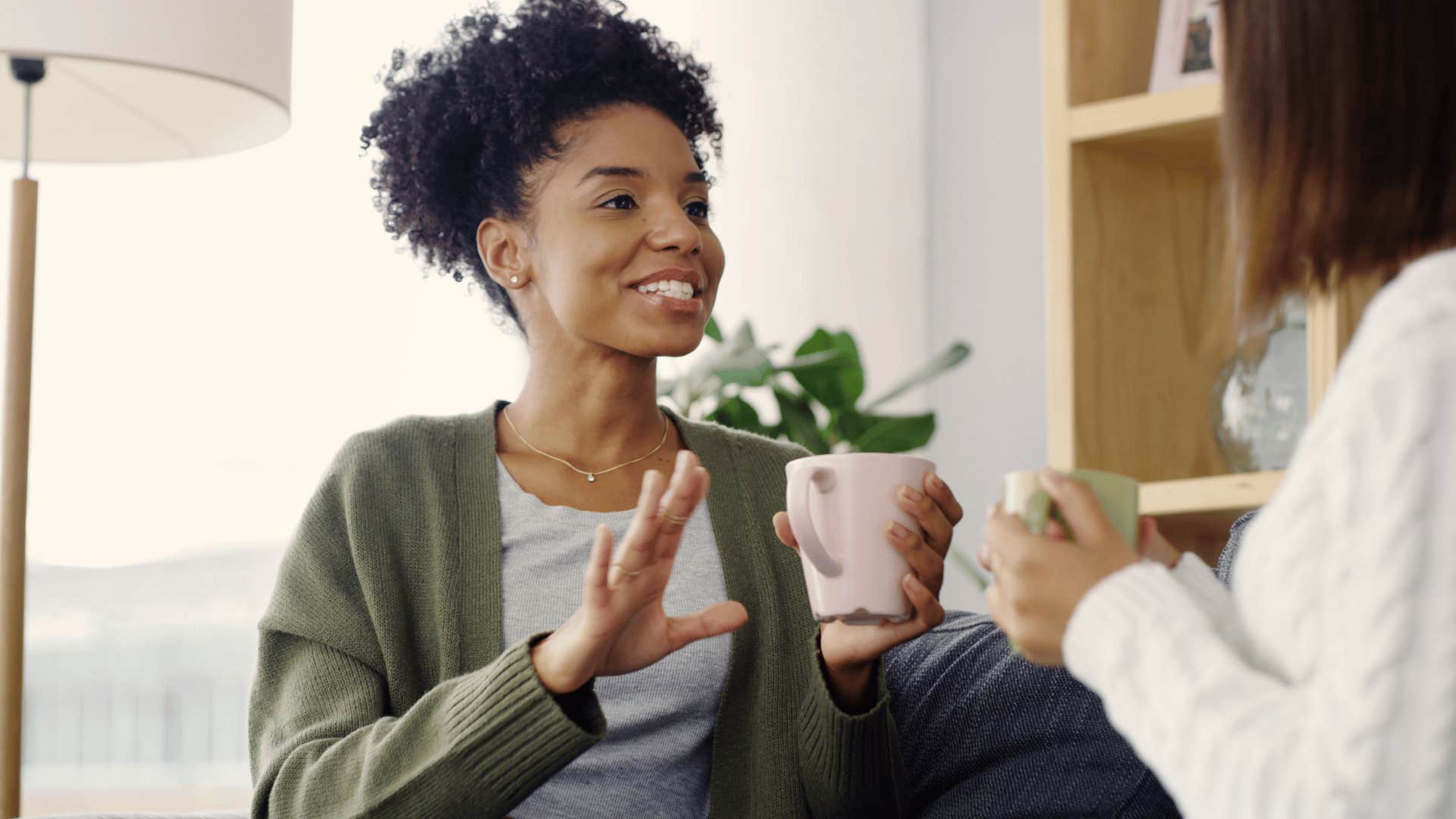 woman noticing how her friend speaks about other people during conversation