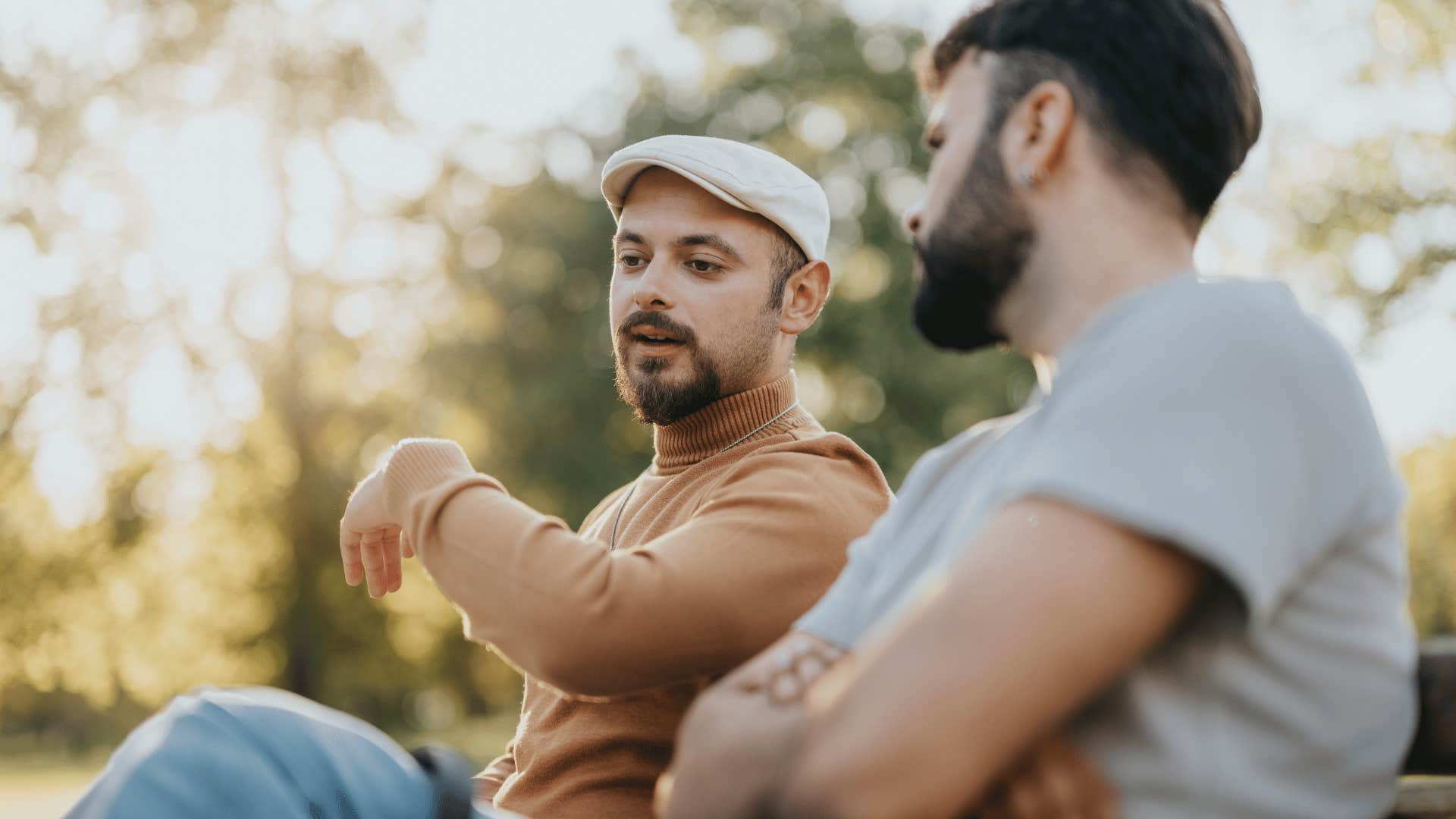 high-value man speaking with a friend about whether they're authentic or not