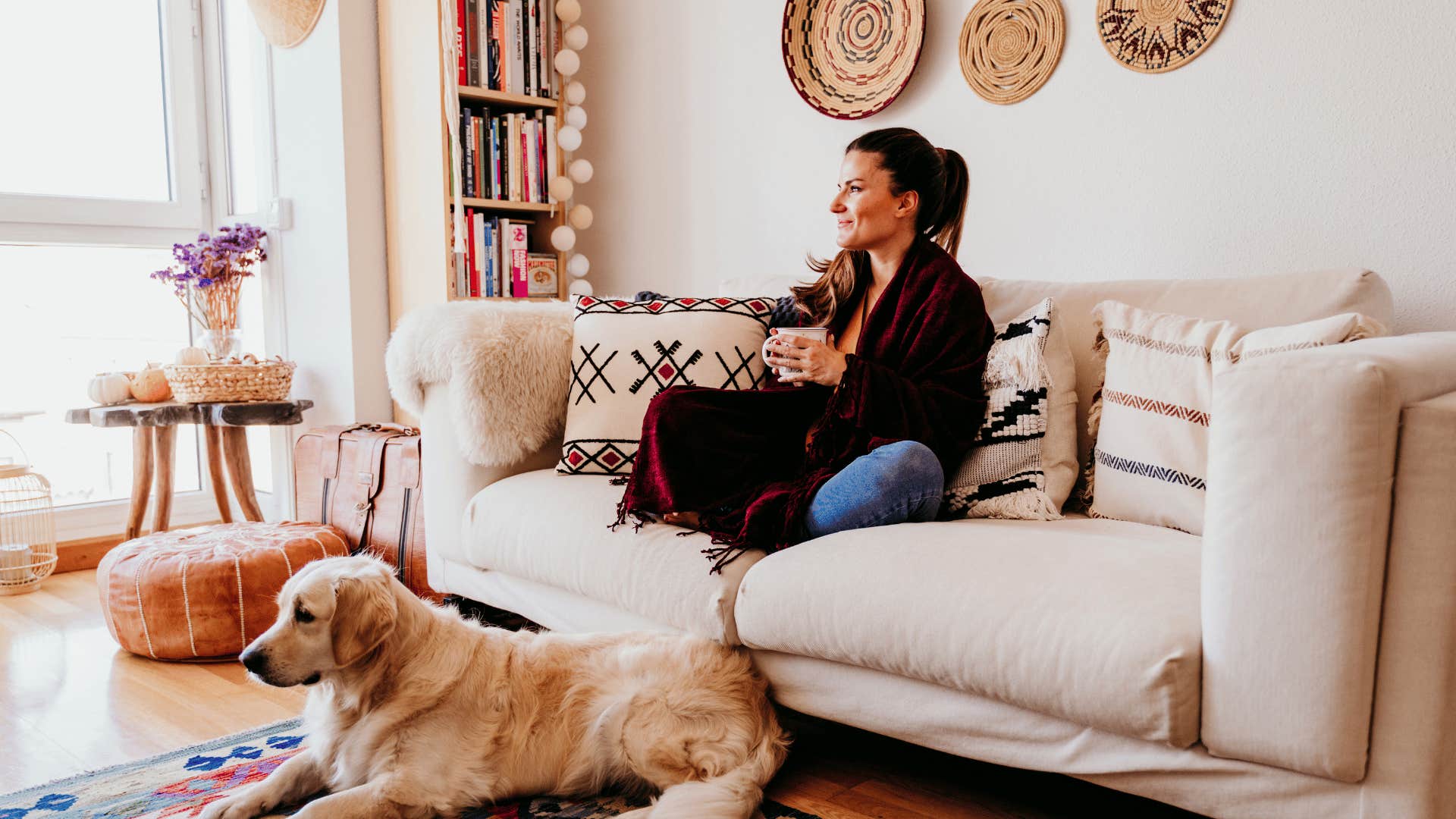 woman protecting her quiet weekend at home