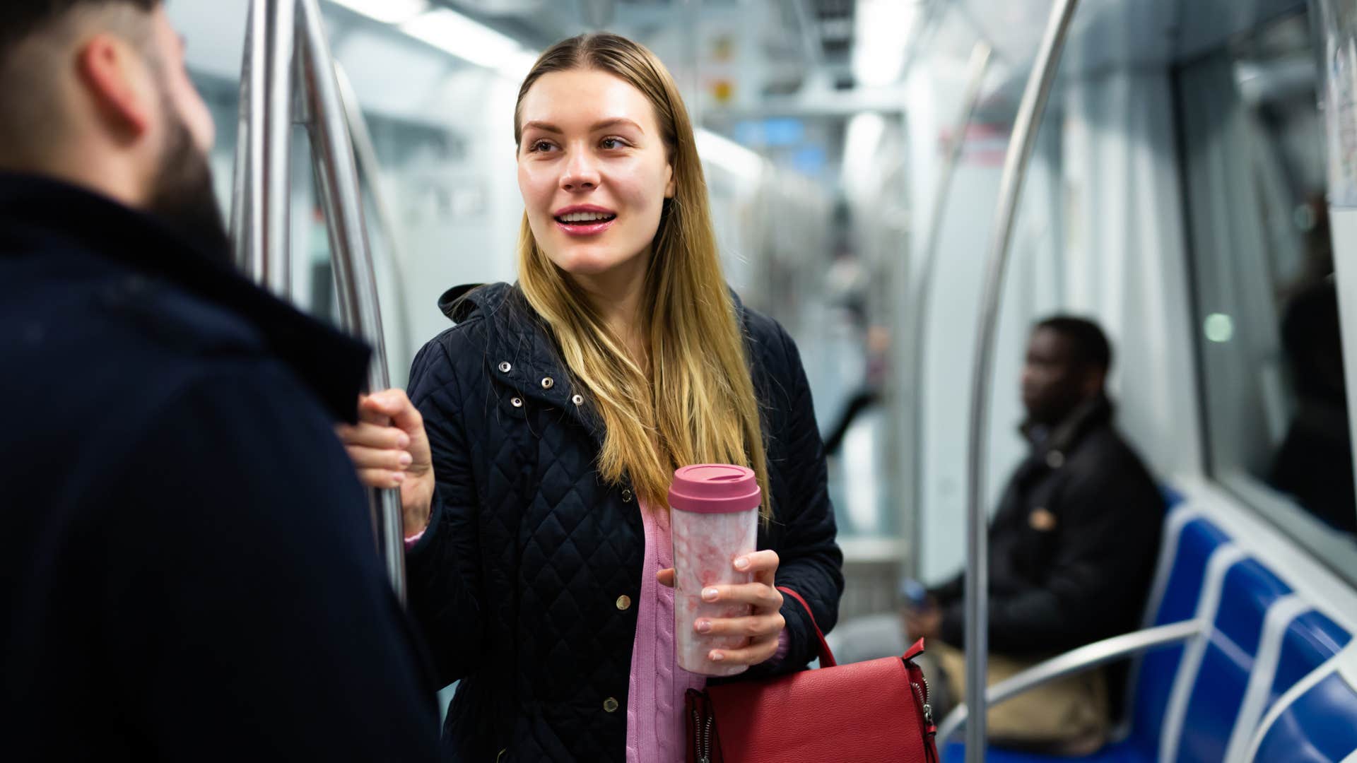truly smart woman correcting stranger on the bus