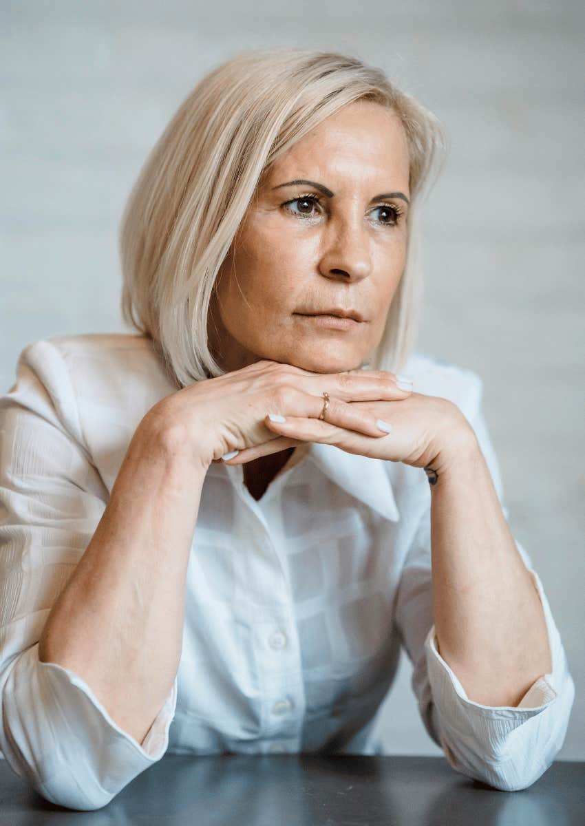 thoughtful mature woman