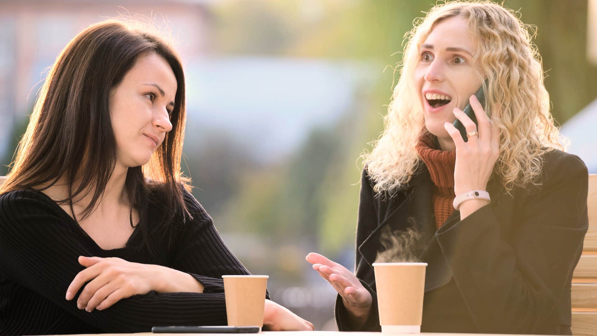 woman who puts personal convenience before personal respect ignoring her friend