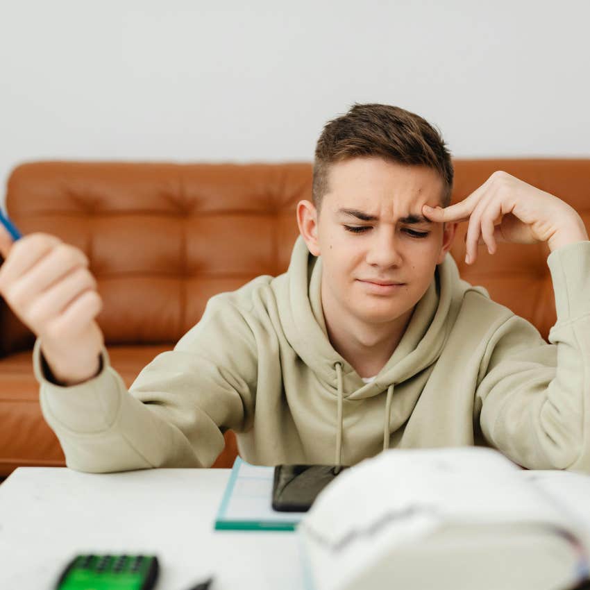 college student struggling with math