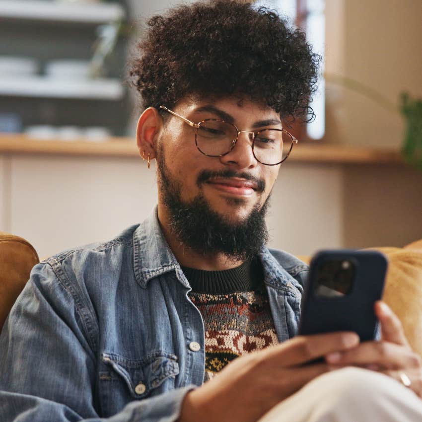 Man challenging unhealthy social norms on his phone