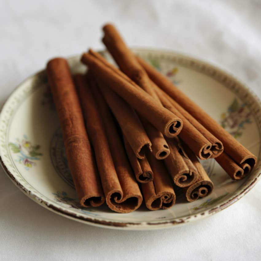 bowl of cinnamon sticks used for rituals