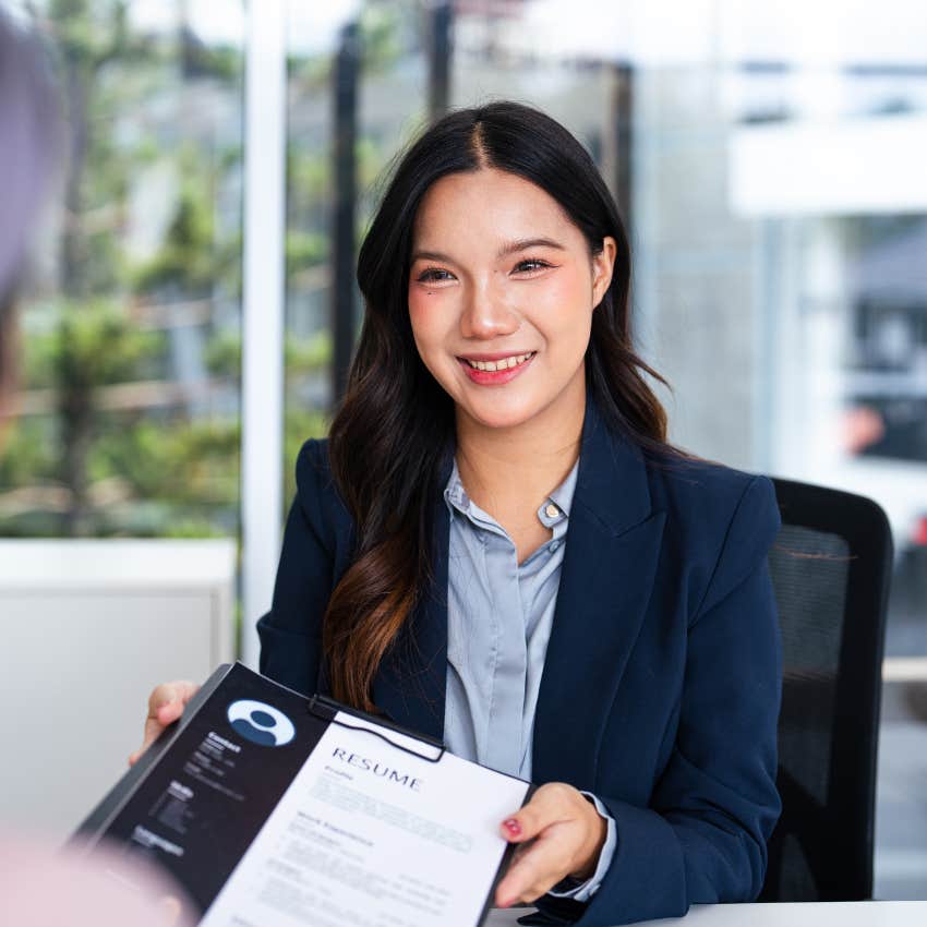 woman who is too anxious during job interview to negotiate the salary she deserves