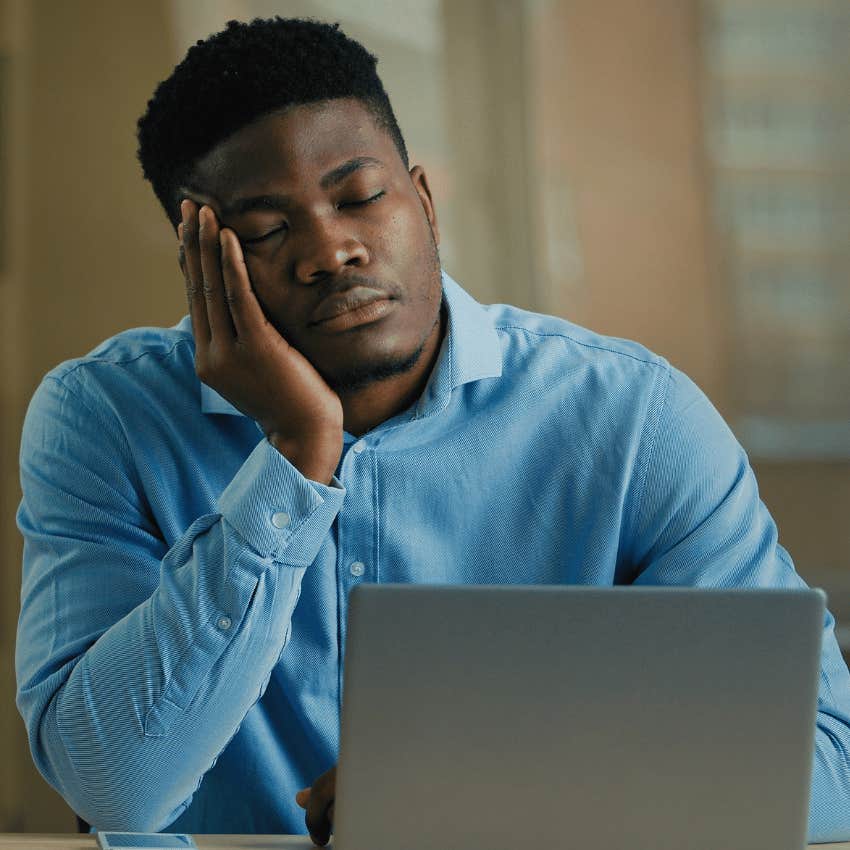 intelligent man saying he just needs a good night's rest while he's stressed