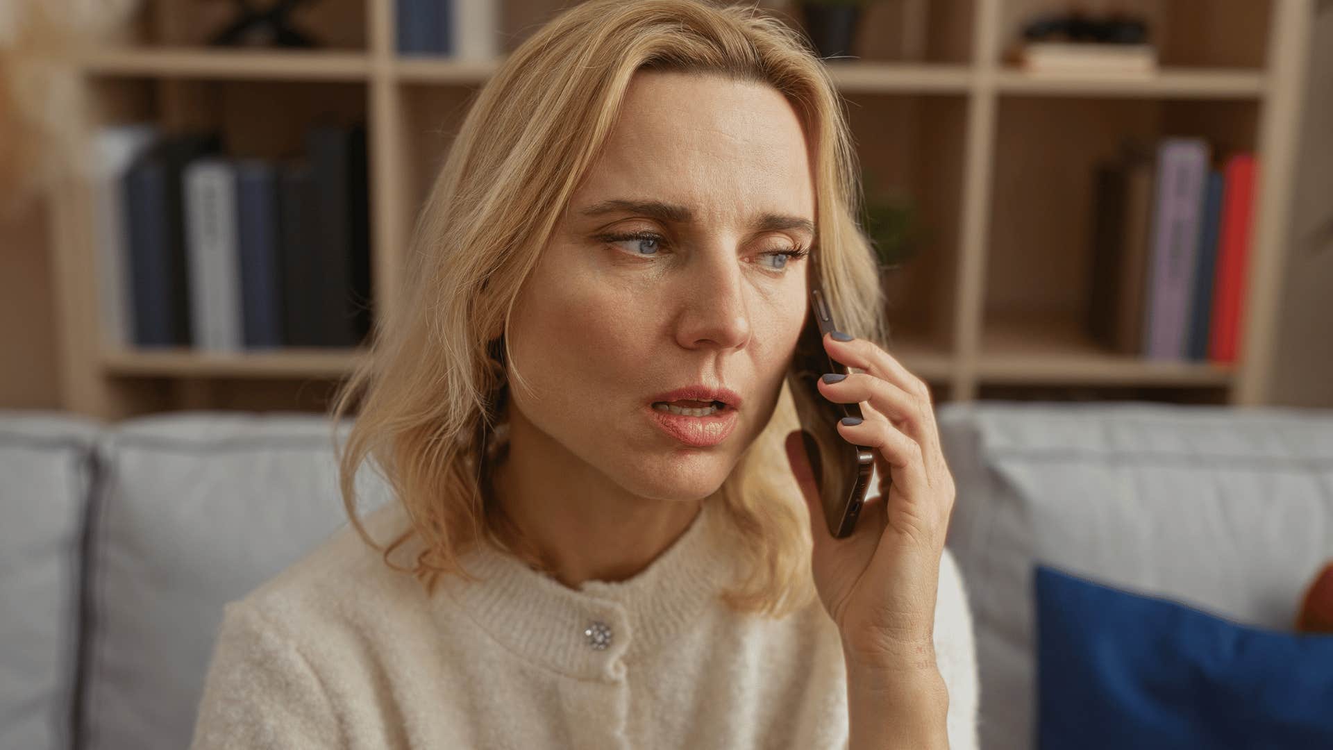 needy woman on the phone telling friend can I ask a favor