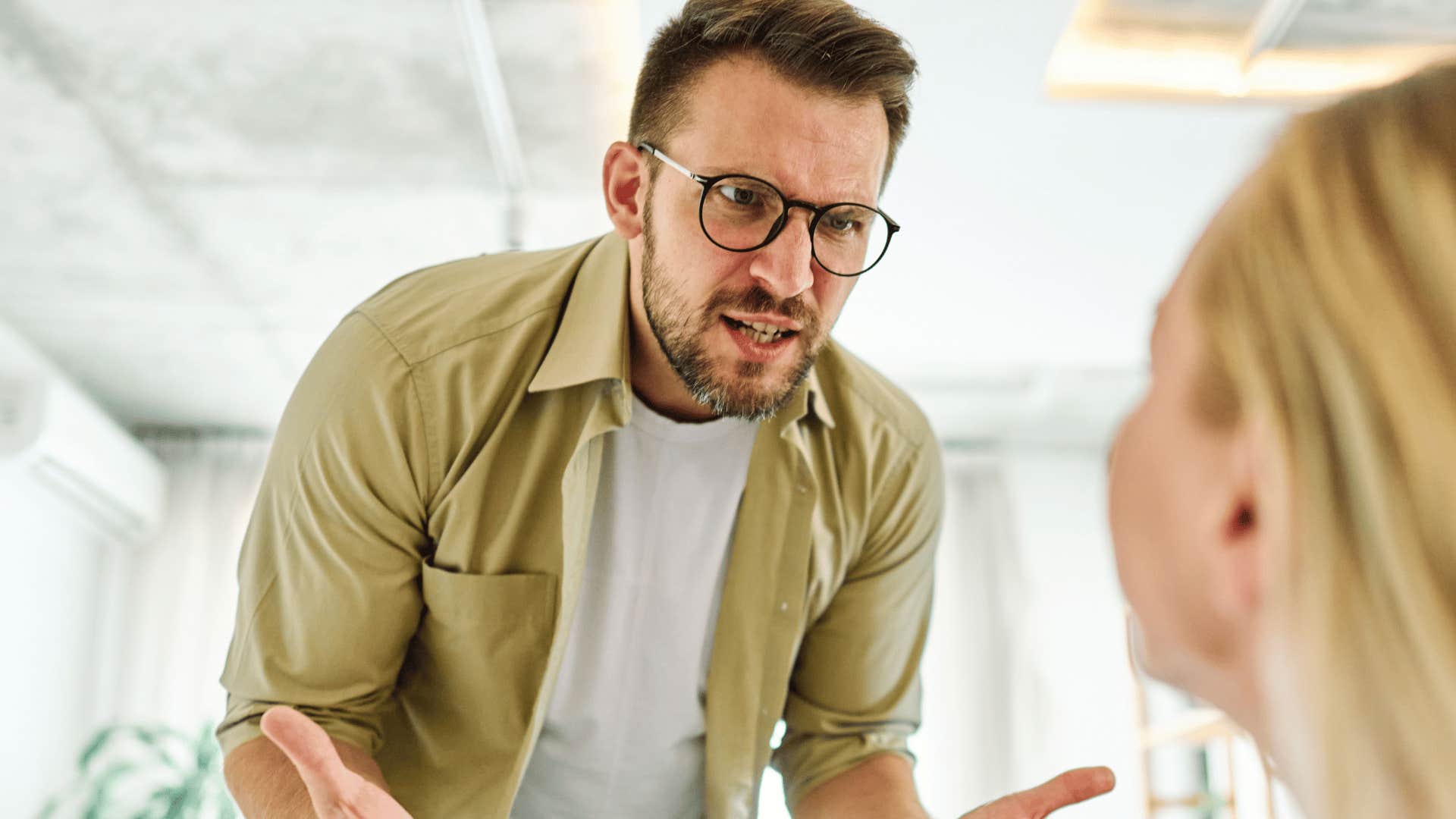 insecure man yelling at partner saying if you loved me you'd make the time