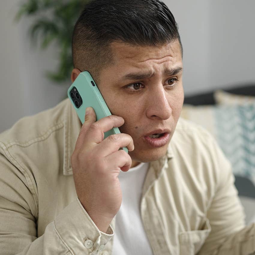man who is tired of his life complaining on the phone