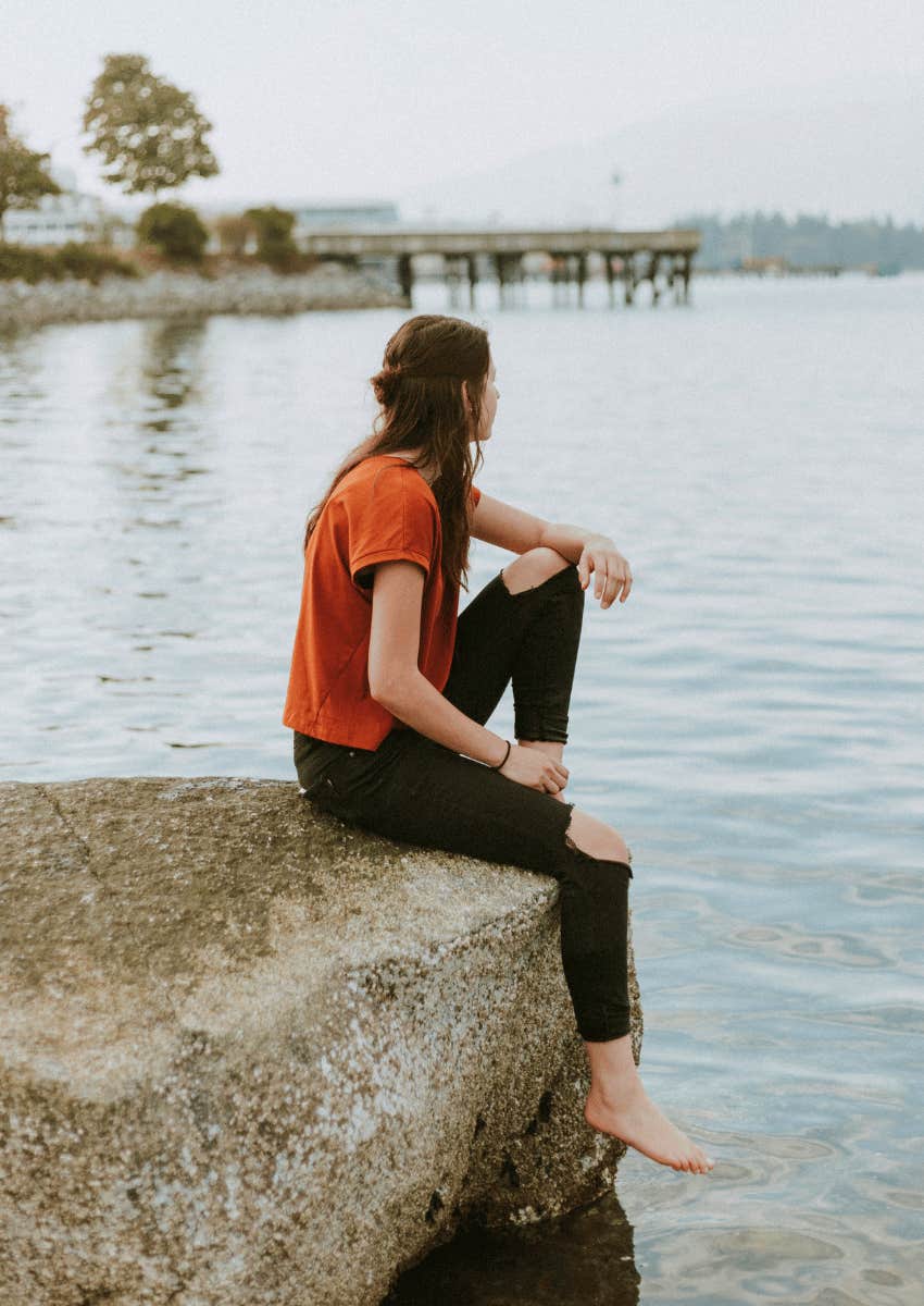 young woman spending time outdoors with no screens