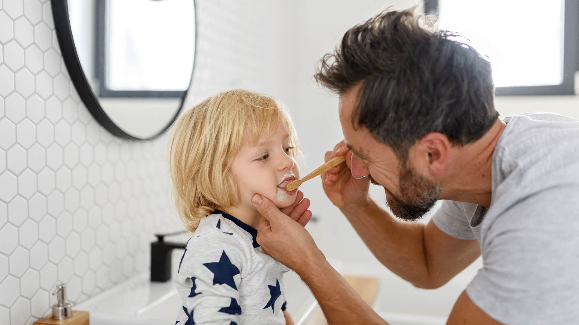 dad teaching child that self-care is not weakness