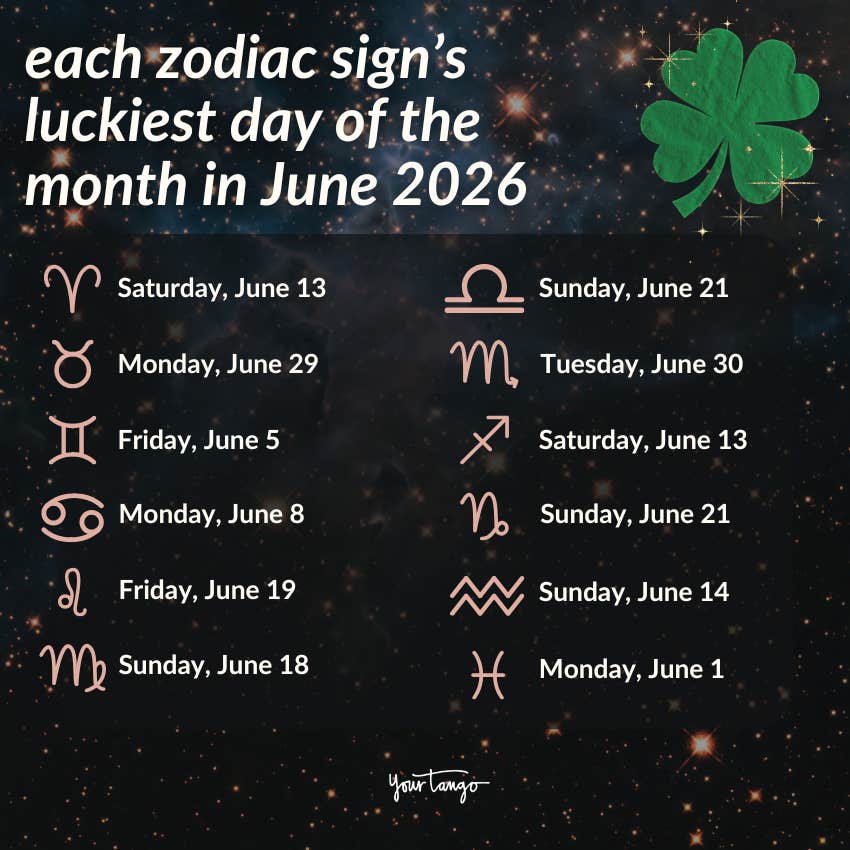 zodiac sign luckiest day month june 2026