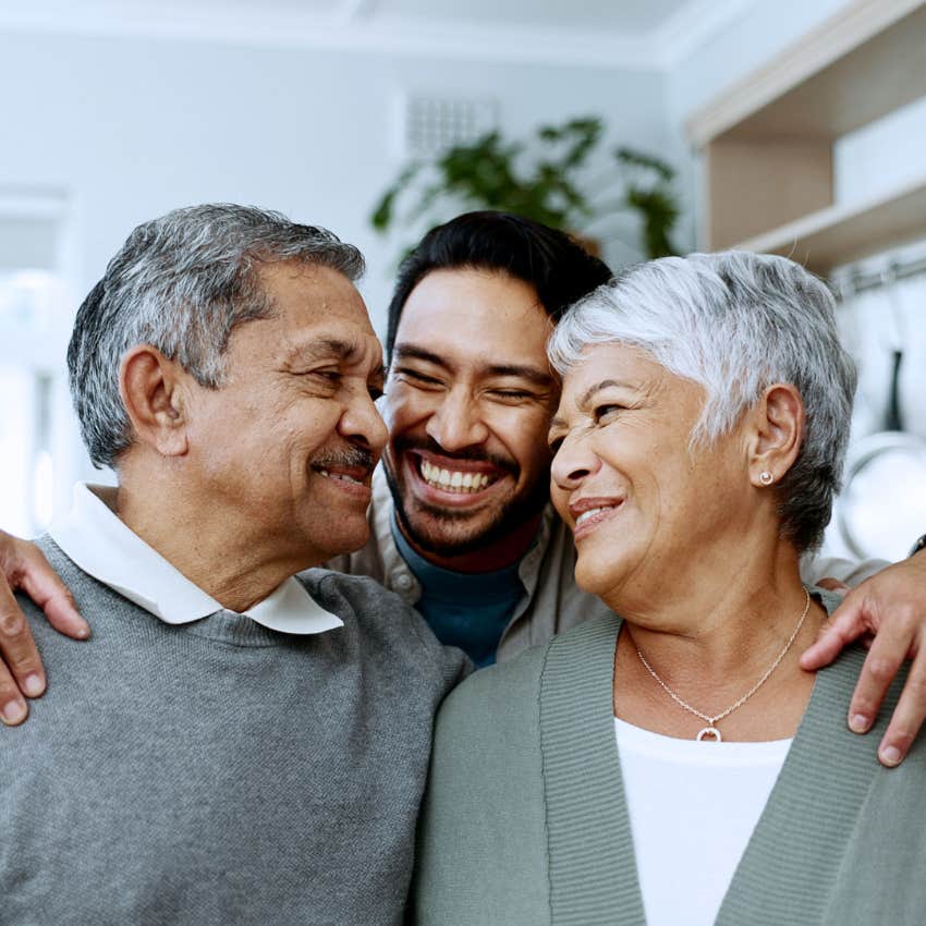 Adult man who was encouraged to ask for help from his parents at home.