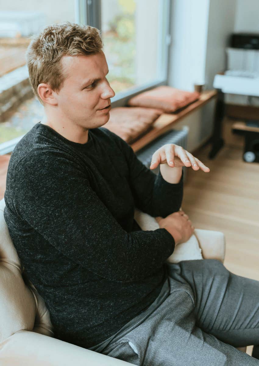 calm man speaking without a scary temper