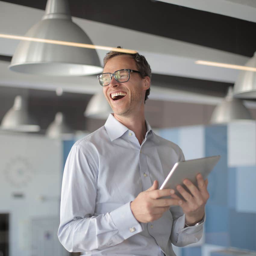 happy employee whose company treats him well