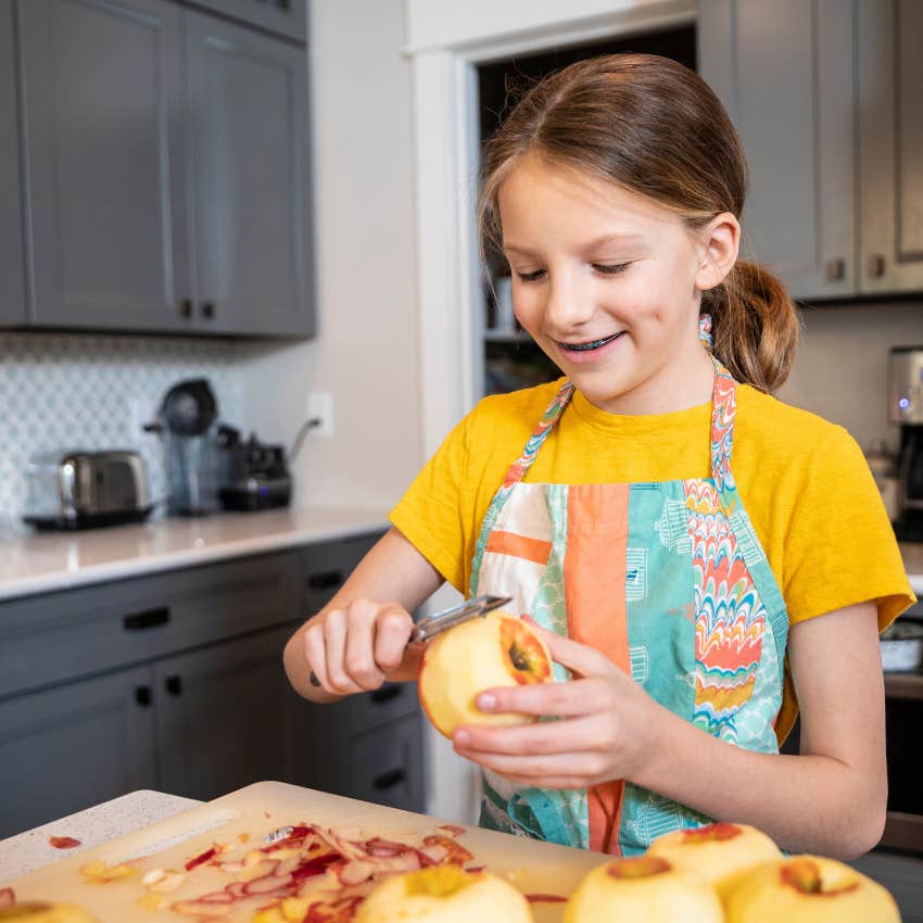 little girl having an opportunity for independence by cooking 