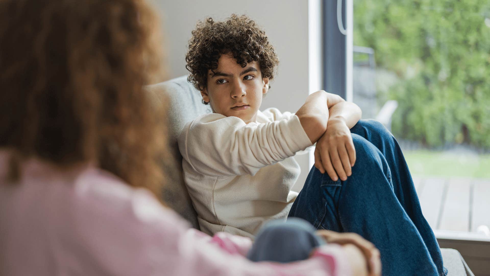 young brilliant preteen feeling stressed taking care of his mom