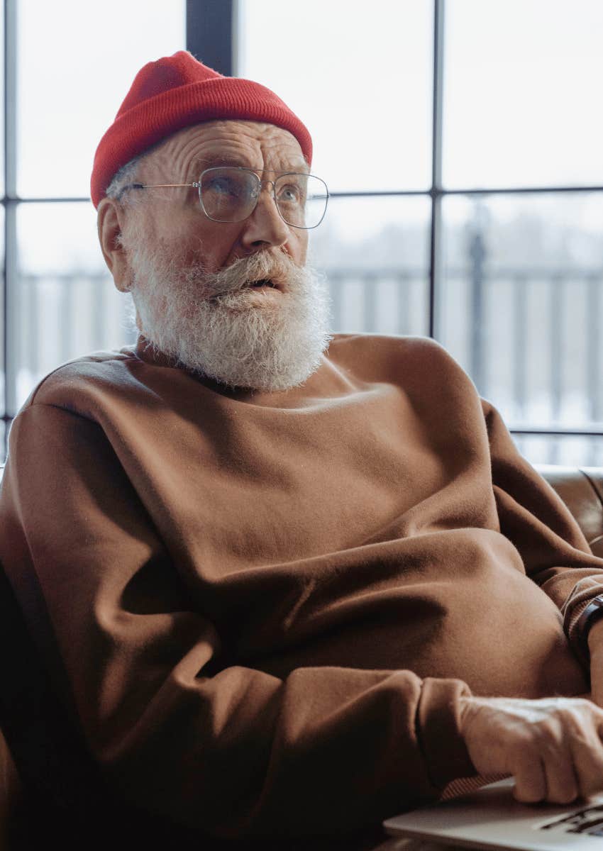 exasperated quirky older man