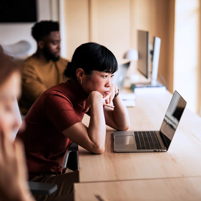 Gen Z worker sitting in constant meetings at work.