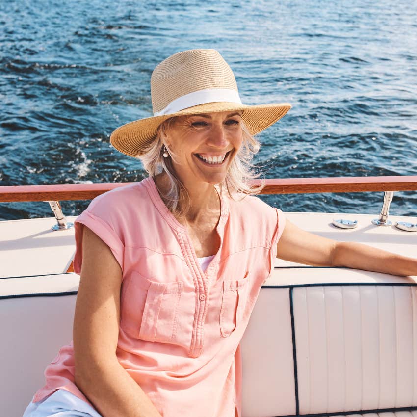 boomer woman enjoying summer fun
