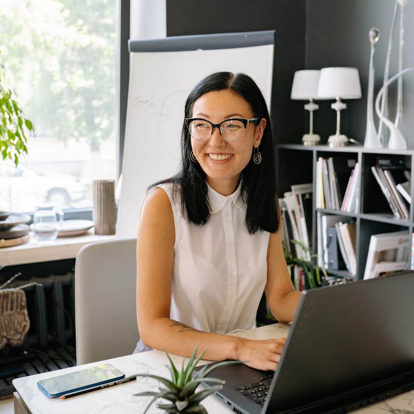 woman raised in the 70s who refuses to give up going into the office