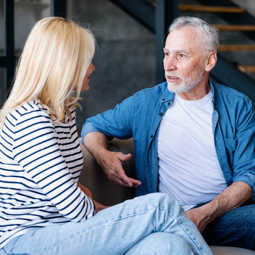 husband giving wife backhanded compliment telling her you look great for your age
