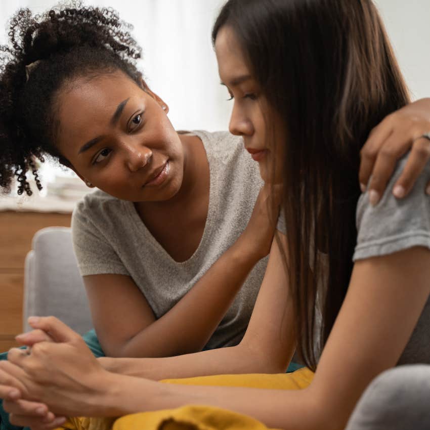 kind woman comforting upset friend being generous with her time