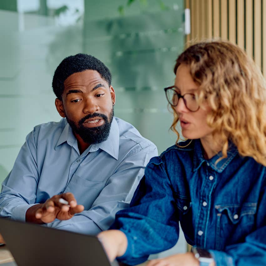 Man saying let me talk to a co-worker who isn't as smart as him