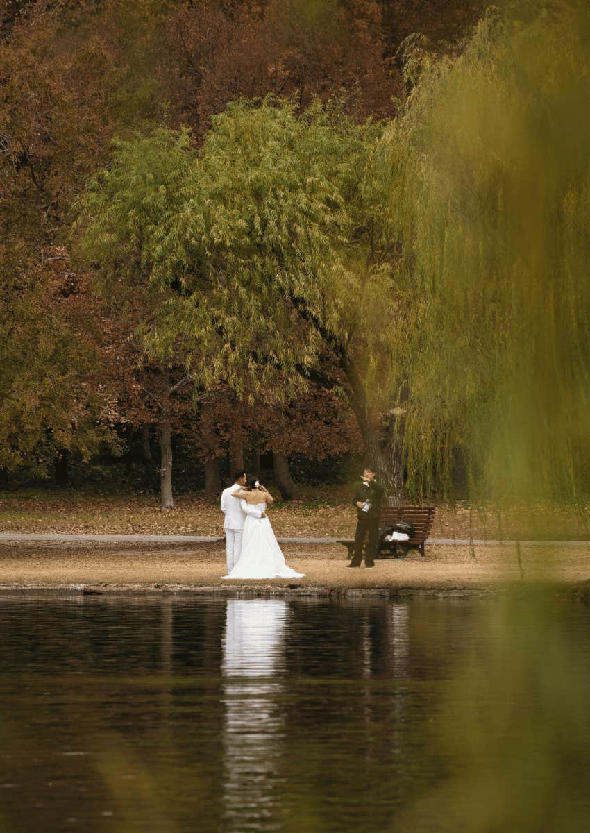 intimate wedding ceremony at a public park